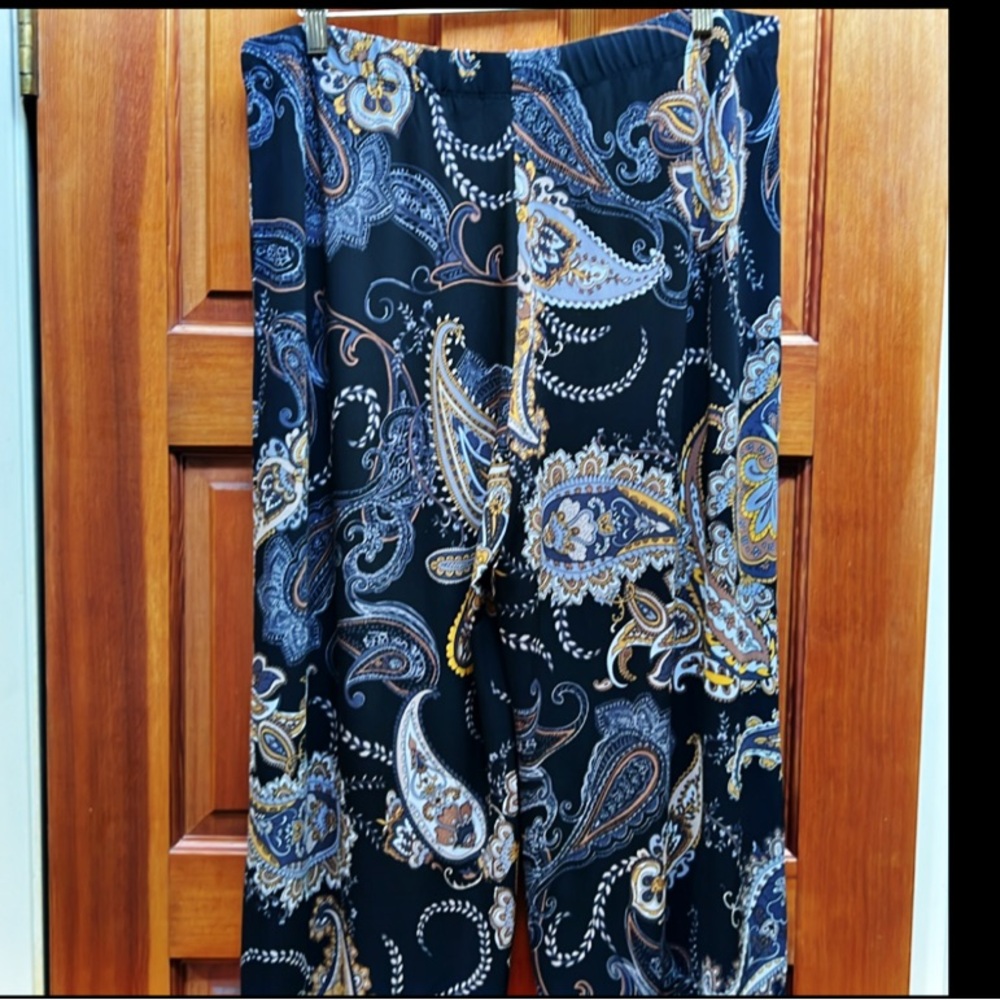 Susan Graver Pants pull-on Paisley, weighty stretchy fabric size large - Picture 5 of 11